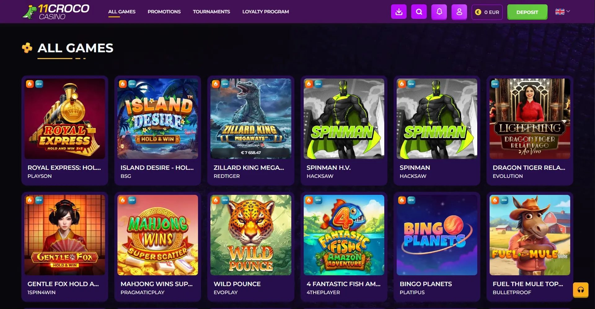 Biblioteca de juegos en Tron Casino