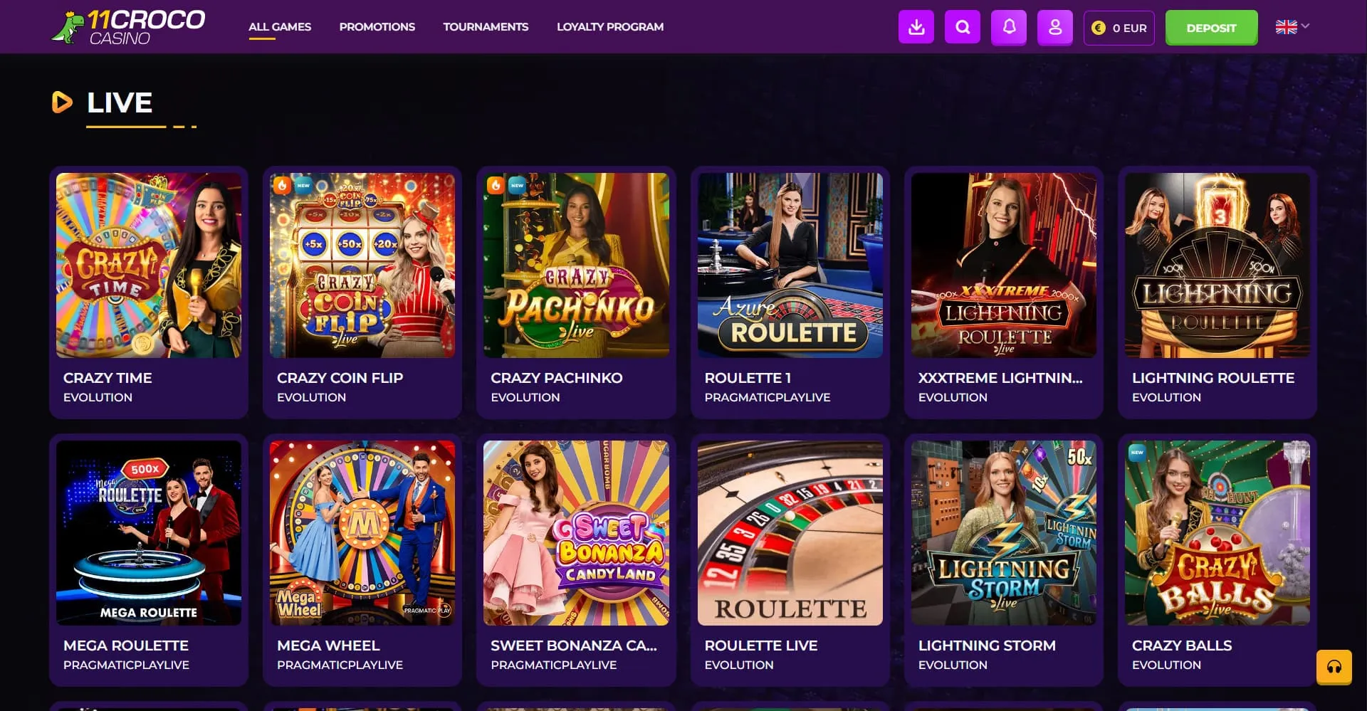 Biblioteca de juegos en vivo en Tron Casino